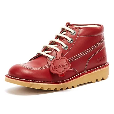 Image de Kickers Hi Classic Ankle Boots with Zip Extra Comfortable Added Durability Premium Quality Chaussures d&#039;école, Red, 34 EU