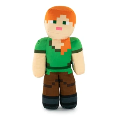 Image de Personnages en Peluche du Jeu Vidéo Minecraft Enderman, Chameau, Ocelot, Cochon, Steve, Alex, Creeper, Loup Tailles Selon Modèle Qualité Super Soft (Alex)