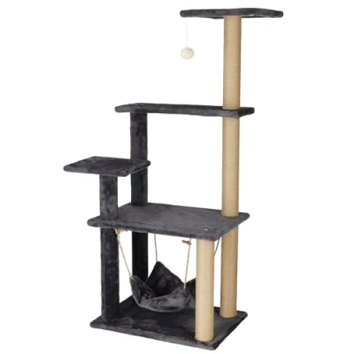 Image de SPRINGOS Arbre à chat avec hamac, pompon de jeu, plateformes, 121 cm