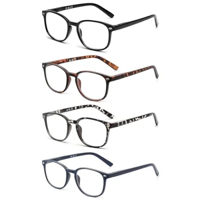 Image de JM Lot de 4 Lunettes Lecture Charnière à Ressort Presbyte Hommes Femmes Vue