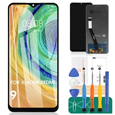 Image de pour Xiaomi Redmi 9 Écran LCD de Remplacement M2004J19G Affichage Tactile Digitizer Assemblée M2004J19C Kits Pièces Réparation (Noir Sans Cadre)