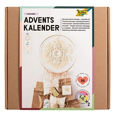 Image de folia 9386 Kit de bricolage pour créer un calendrier l&#039;Avent personnalisé avec élément en macramé tendance Multicolore
