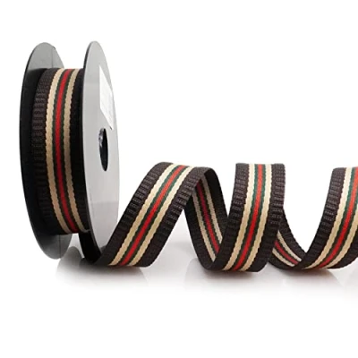 Image de Trimz Sangle en polyester, marron foncé, beige, vert, rouge, 10 m x 30 mm