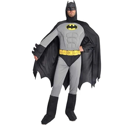 Image de Ciao Batman Classic Costume déguisement Adult Original DC Comics (Taille L) avec Muscles rembourrés, Men, 11685.L, Grey, Black, Size L