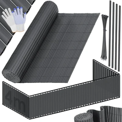 Image de KESSER® pare vue en PVC de Clôture Revêtement balcon Paravent Lames renforcées résistantes aux intempéries, pour jardin, balcon, avec attaches câbles, 100 x 400 cm