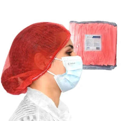 Image de Charlotte cheveux jetable 100 charlottes jetables OneProtek (Rouge) pour usage Alimentaire Restauration et Médical, 53 cm, Respirantes Résistantes un confort longue durée