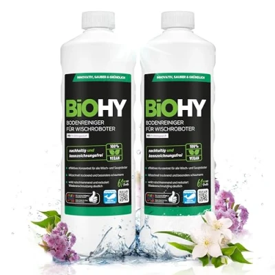 Image de BiOHY nettoyant pour sols robots de nettoyage avec une senteur fraîche printemps (2 x 1l Bouteille) Concentré tous les sans mousse &amp; traces
