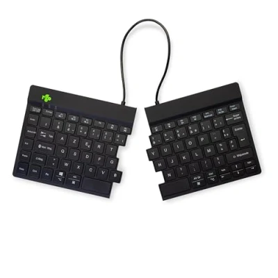 Image de Clavier sans fil ergonomique en deux parties, AZERTY, Français.