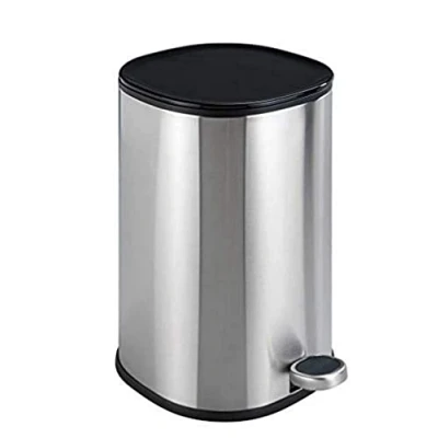 Image de WENKO Poubelle à pédale Nant Easy Close Argent Mat Acier INOX cosmétique, avec système d&#039;abaissement Automatique Capacité: 5 l, Inoxydable, 20.5 x 30 27.3 cm, Satiné
