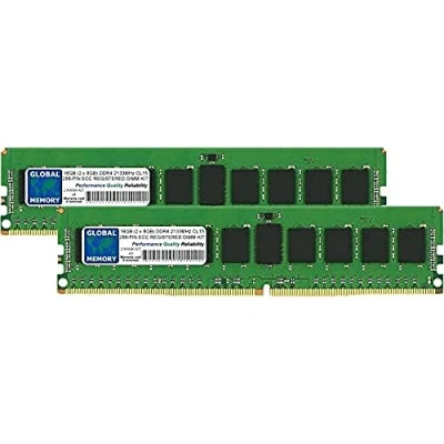 Image de GLOBAL MEMORY 16Go (2 x 8Go) DDR4 2133MHz PC4 17000 288 PIN ECC ENREGISTRÉ DIMM (RDIMM) MÉMOIRE RAM KIT pour SERVEURS/WORKSTATIONS/Cartes Meres Rank CHIPKILL)