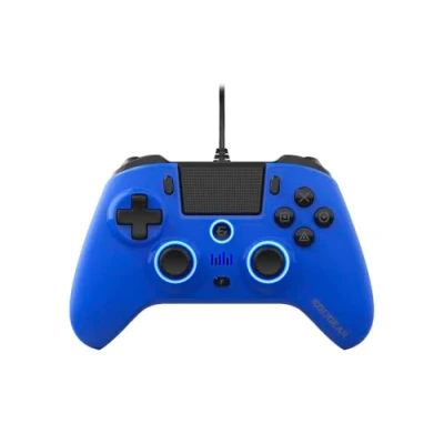 Image de EgoGear Manette filaire SC10 bleue avec port audio pour casque PS4 et PC
