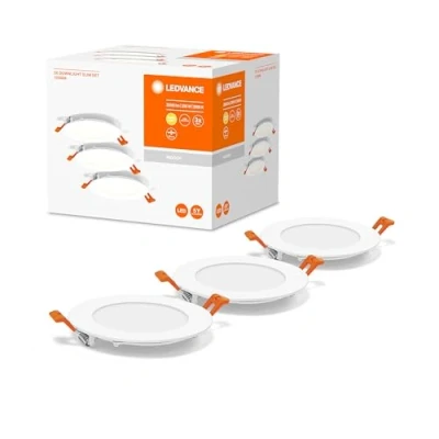 Image de LEDVANCE spot encastré blanc, downlight mince avec driver intégré, à LED, couleur de la lumière blanc chaud (3000K), 8W, 120mm, IP20, 3 pack