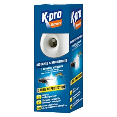 Image de K.PRO Expert Spray Aérosol Anti Mouches et Moustiques Diffusion Automatique Programmable Action Rapide Technique Professionnelle Protection 5 mois Pour une surface de 40m2