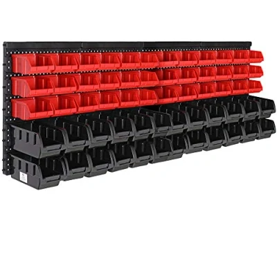 Image de Deuba 2X Étagère à Outils avec boites de Rangement 30 bac Bec Etagère Murale modulable Extensible Garage