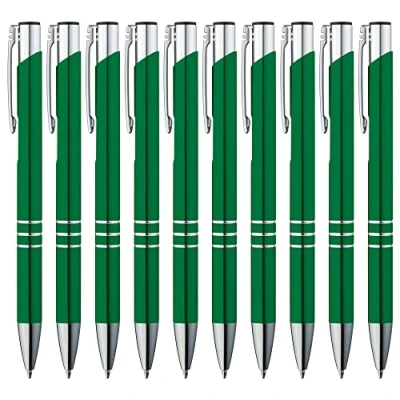 Image de GIMEI® Metall Kugelschreiber 50 Stück Premium Set Hochwertig, Kulli für einfaches &amp; weiches Schreiben Blauschreibender Grün als optischer Hingucker