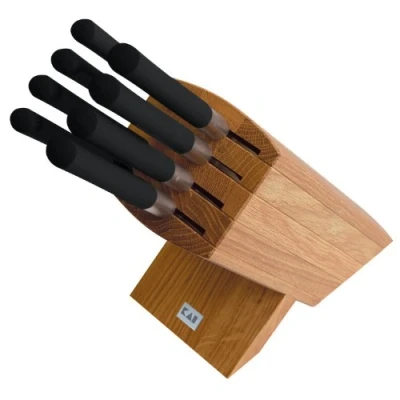 Image de KAI Bloc à Couteaux Wasabi Black en chêne, équipé de 8 Couteaux, démontable pour Le Nettoyage Dimensions 31 x 18 34 cm Ensemble Complet Cuisine