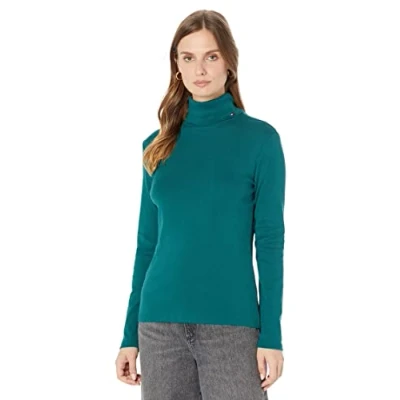 Image de Tommy Hilfiger Long Sleeve Turtleneck Sweater Col roulé, Forêt, M Femme