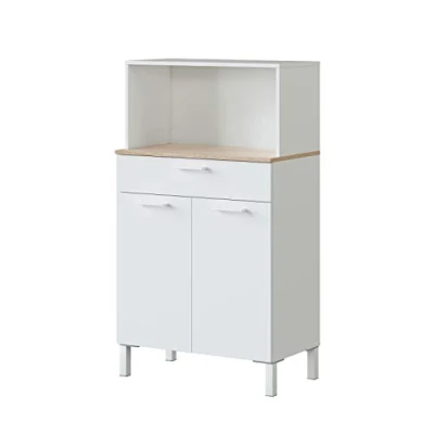 Image de LOUNGITUDE Buffet, Bois, Blanc/chêne, L72 x P40 H126cm FOCUI9920A