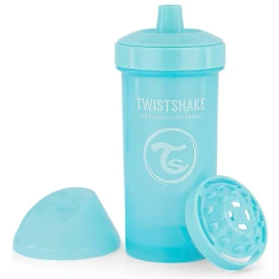 Image de Twistshake Silicone Kid Cup Gobelet d&#039;Apprentissage à Boire Bec Anti fuites 360 ml, Inclus un Mixeur de Fruits, Tasse d&#039;entraînement Bébé Bec, Ergonomiques, Sans BPA, 12+ Mois et, Bleu Pastel