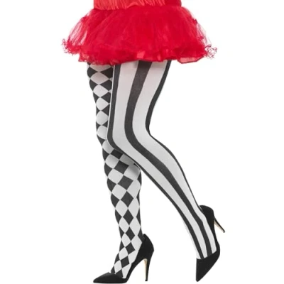 Image de Smiffys Collant arlequin grande taille, blanc et noir