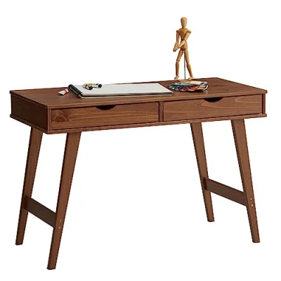 Image de IDIMEX Bureau Milo en pin Massif lasuré Brun avec 2 tiroirs de Rangement