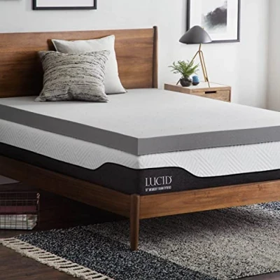 Image de LUCID Surmatelas en Mousse à mémoire de Forme Charbon Bambou 10 cm Actif Respirant Super King Size (180 x 200 cm)
