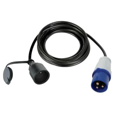 Image de Perel Câble Adaptateur, H07RN F 3G2.5, 3 m, 16 A/230 V, 3680 W, CEE vers Type E, Usage intérieur et extérieur, Caoutchouc, Bleu