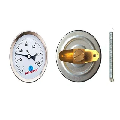 Image de Thermomètre à clipser pour tuyau d&#039;eau chaude 0 120 C 63 mm Jauge de température avec ressort bimétal en acier inoxydable Surface contact
