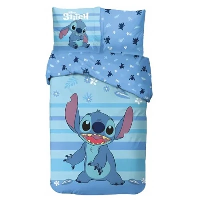 Image de Parure de lit Stitch pour Enfant, Housse Couette Réversible 140x200 cm, Taie d&#039;oreiller 63x63 100% Coton (Parure Lilo &amp; Stitch, 140 X 200 Cm)