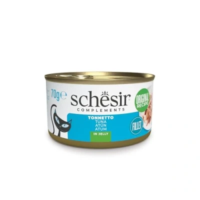 Image de Schesir, Filets de Thon en gelée, Nourriture Humide complémentaire pour Chats, Recette Originale, 100% Naturelle, 12 boîtes 70 g