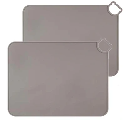 Image de Napperons en Silicone pour bébé, Tapis de Table lavables au Lave Vaisselle, Cuisine Portable Tout Petits, Ensemble Voyage 2 (2 Gary)
