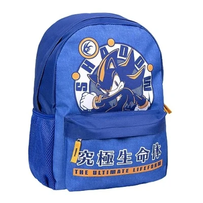 Image de Sac à Dos Casual Sonic Orange et Bleu 30x14x41 cm en Polyester Poche Latérale, Bretelles Réglables Plusieurs Compartiments Motif Shadow Produit Original Conçu Espagne