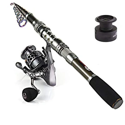 Image de Sougayilang Canne à pêche télescopique et moulinets portables pour en eau douce de mer, idéal les voyages, 2.1M/6.89FT Rod+XY3000 Reel