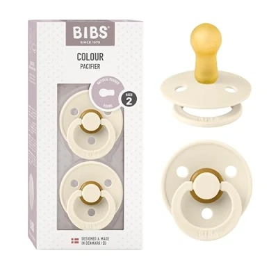Image de BIBS Pacifiers Natural Rubber Baby Pacifier Set of 2 BPA Free Soothers Made in Denmark Ivory Size 6 18 Months