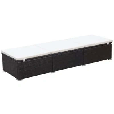 Image de vidaXL Chaise Longue Résine Tressée Brun/Blanc Crème Transat Chilienne