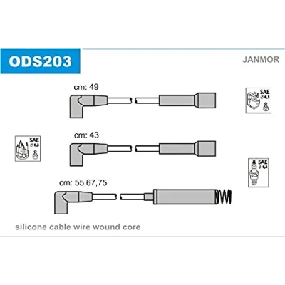 Image de JANMOR ODS203 Jeu De Fils d&#039;Allumage OPEL: Ascona C Berline, Astra F CC, Corsa A CC