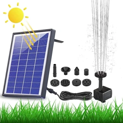 Image de AISITIN Fontaine Solaire 6,5 W Batterie 1500 mAh Pompe Bassin Améliorée pour Flottante avec 6 Styles de Fontaines Les Jardins, Bains d&#039;oiseaux, Étangs