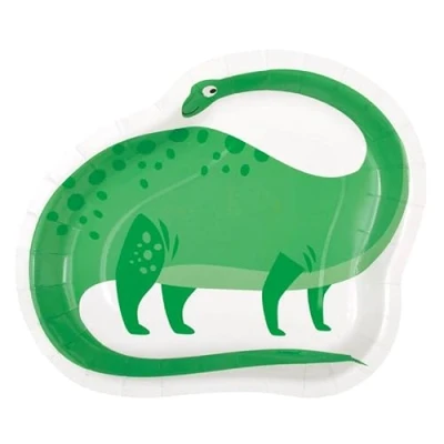 Image de Unique Assiettes en Carton Écologiques ​​21 cm Fête Dinosaure Bleu et Vert 8 Pièces (Lot de 1), 23609EU, Multicolour