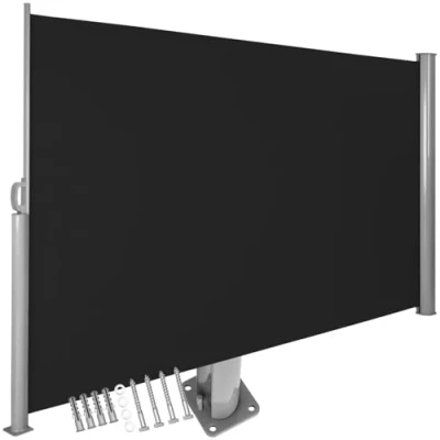 Image de tectake® Store Brise Vue Jardin Retractable Multi Fonction latéral Enroulable Soleil Paravent Exterieur Opaque en Aluminium banne pour Terrasse Noir 160 x 300 cm