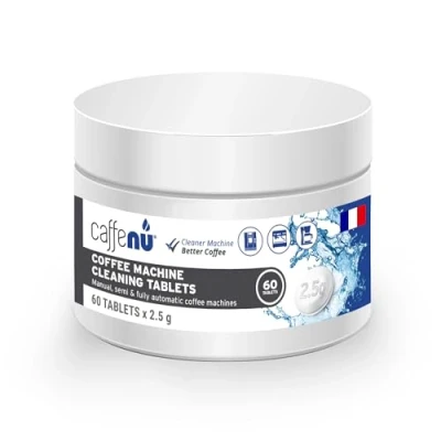 Image de Caffenu Tablettes de nettoyage pour machines à café 60 x 2,5 g Tablette nettoyante utiliser toutes les 100 tasses Machine Auto, Filtre &amp; Expresso Utilisé le détartrage