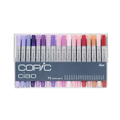 Image de COPIC Ciao Set « 72 Colors A », pièces dans un présentoir en acrylique, Twin Marker avec une pointe de largeur moyenne et Brush