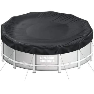 Image de Aipwerer Bâche de Piscine Ronde pour 428 460 cm Ø462 Résistant aux Déchirures Protection INTEX &amp; BESTWAY Piscines (Cordon Serrage Noir)