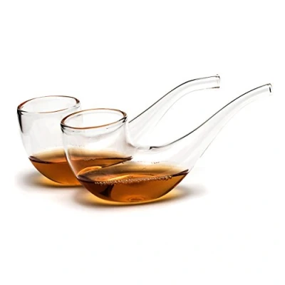 Image de CKB LTD® Pack of 2 Brandy Port Pipe Sipping Glasses Set Verre à Cognac 75ml with Narrow Tube to Enhance The Flavour