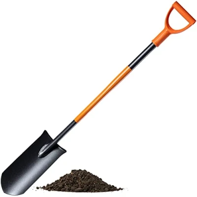 Image de KADAX bêche de Drainage, Drainage avec poignée D, Pelle en Acier, Pointue Manche, Jardin pour Creuser des Trous, (121 cm, Noir/Orange)