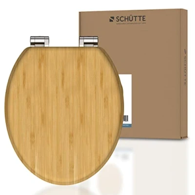 Image de SCHÜTTE abattant WC Bamboo en bambou massif, de durable bois bambou, compatible avec toutes les toilettes courantes, très grande résistance au poids, testée jusqu&#039;à 150 kg