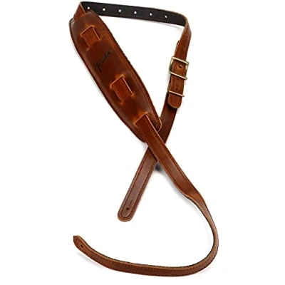Image de Fender® » MUSTANG® VINTAGE SADDLE STRAP« Sangle en cuir pour guitare Couleur: Cognac