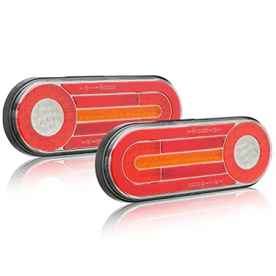 Image de D TECH Led feu arrière de remorque, freinage, brouillard inversé, au néon, clignotant dynamique lampe camion RV caravane fourgonnettes (L + R), Homologation ECE