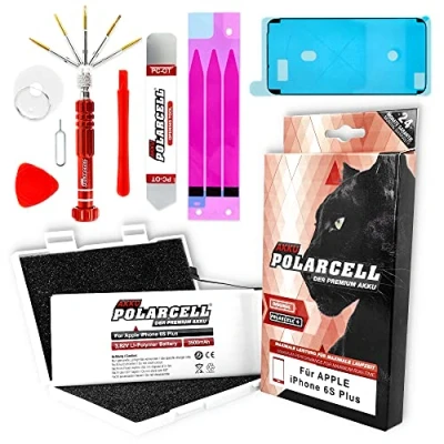 Image de PolarCell Batterie pour Apple iPhone 6S Plus + avec kit d&#039;outils &amp; adhésif Cadre 3500mAh 27% de capacité en Que la d&#039;origine Cellules qualité A+