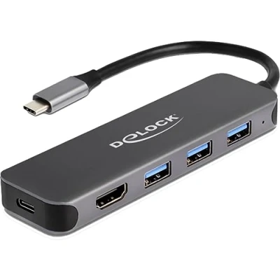 Image de DeLOCK Hub de 3 ports USB et une prise 4K HDMI avec connexion Type C PD, 85 Watt Neuf