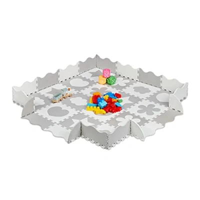 Image de Relaxdays Étoiles Tapis de Sol Puzzle 52 pièces, Mousse EVA, sans polluants, 1,4 m2, Dalle Jeu bébé, Diff Motifs, 10037478_111, Blanc Gris, Grau